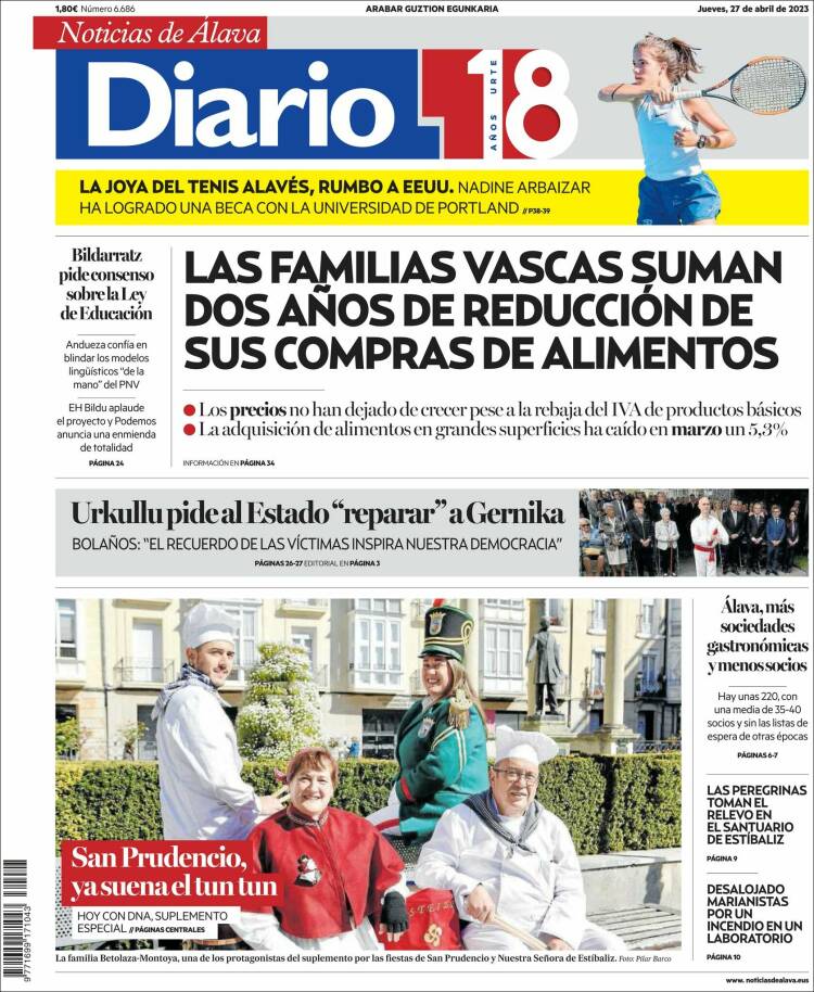 Portada de Noticias de Álava (España)