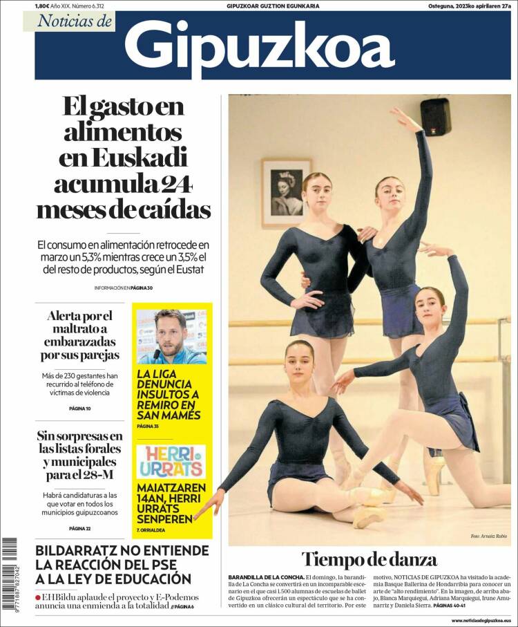 Portada de Noticias de Gipuzkoa (España)