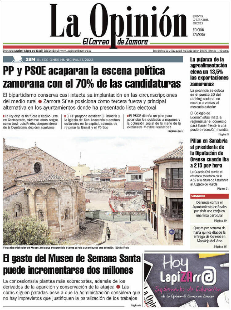 Portada de La Opinión - El Correo de Zamora (España)