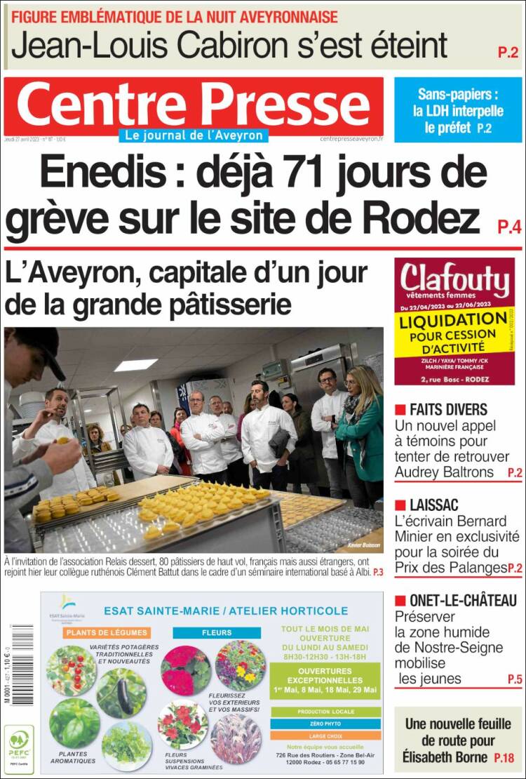 Portada de Centre Presse (France)