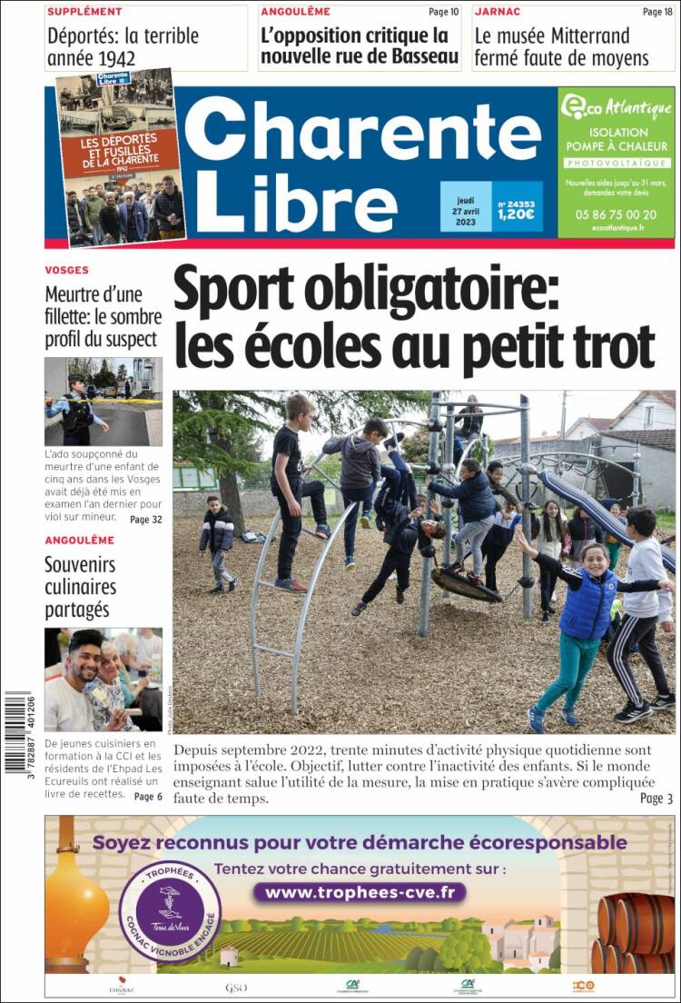 Portada de Charente Libre (France)