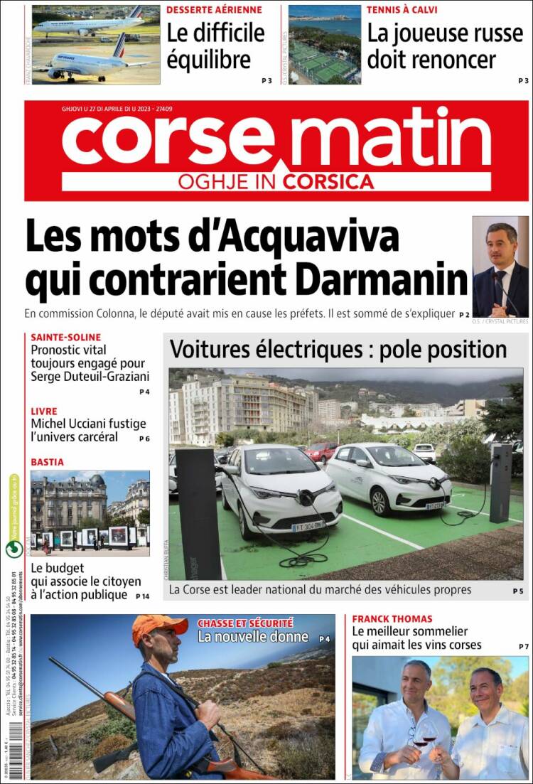 Portada de Corse-Matin (France)