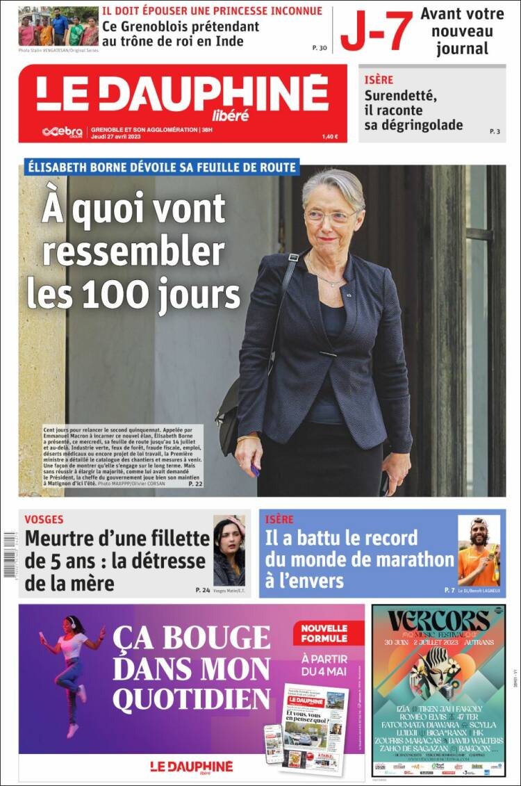 Portada de Le Dauphiné Libéré (France)