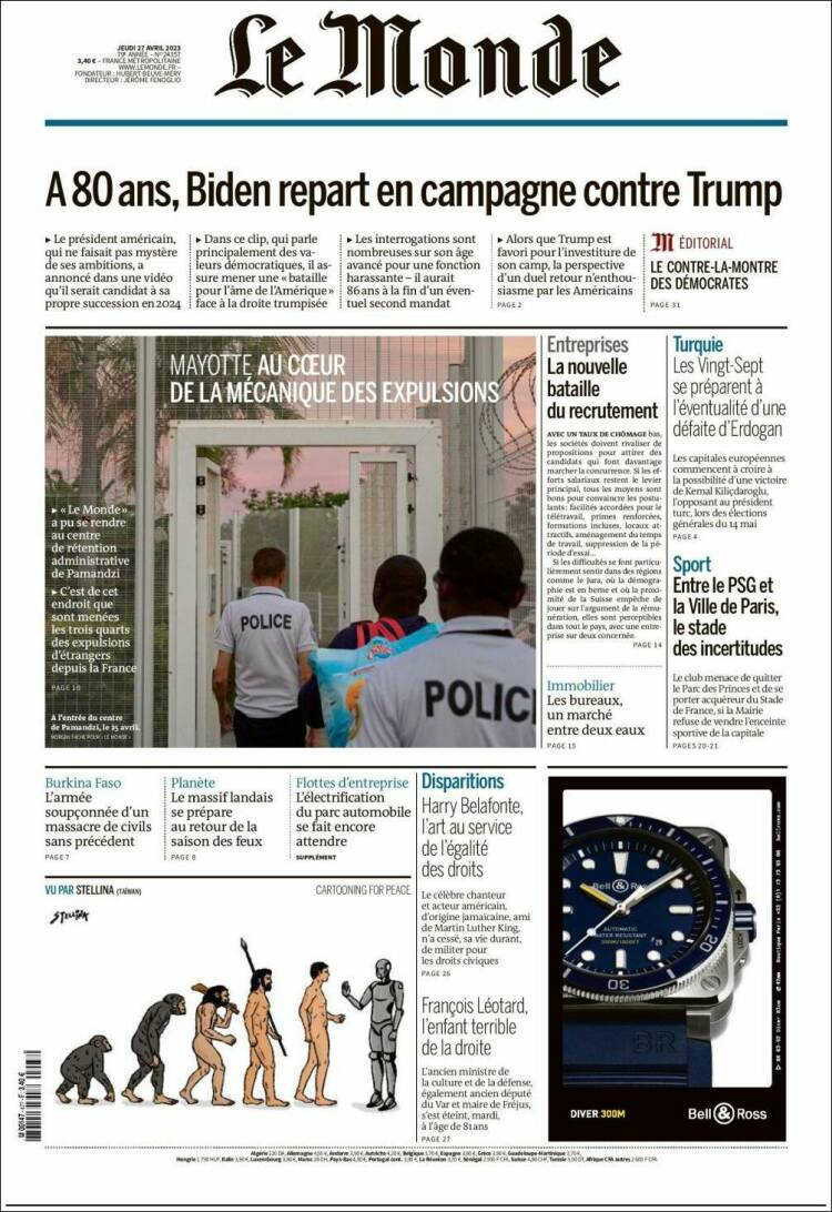 Portada de Le Monde (France)