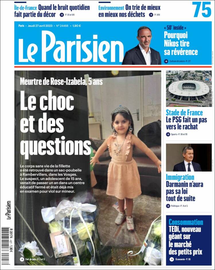 Portada de Le Parisien (France)