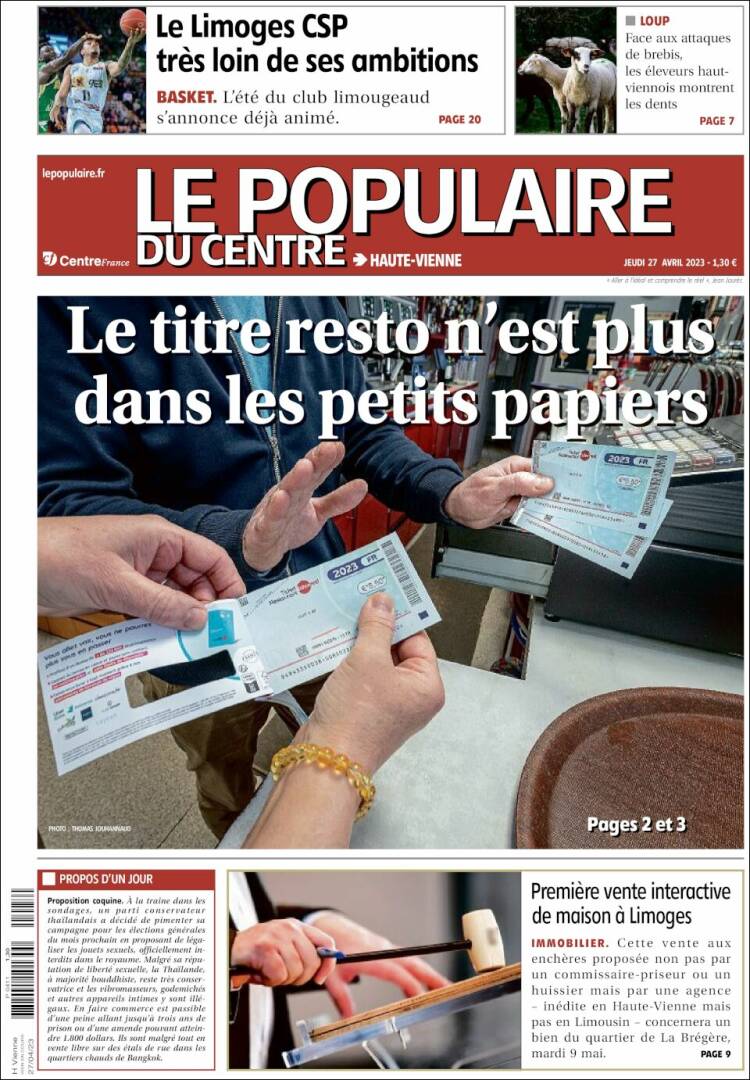 Portada de Le Populaire du Centre (France)