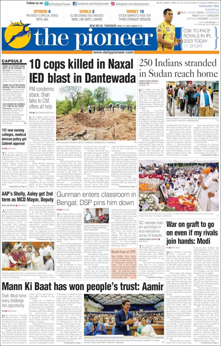 Portada de The Pioneer (India)