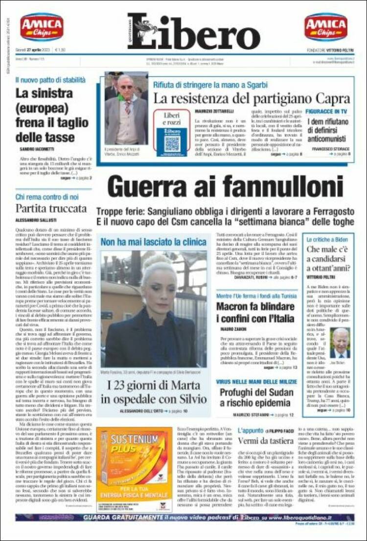 Portada de Libero (Italia)