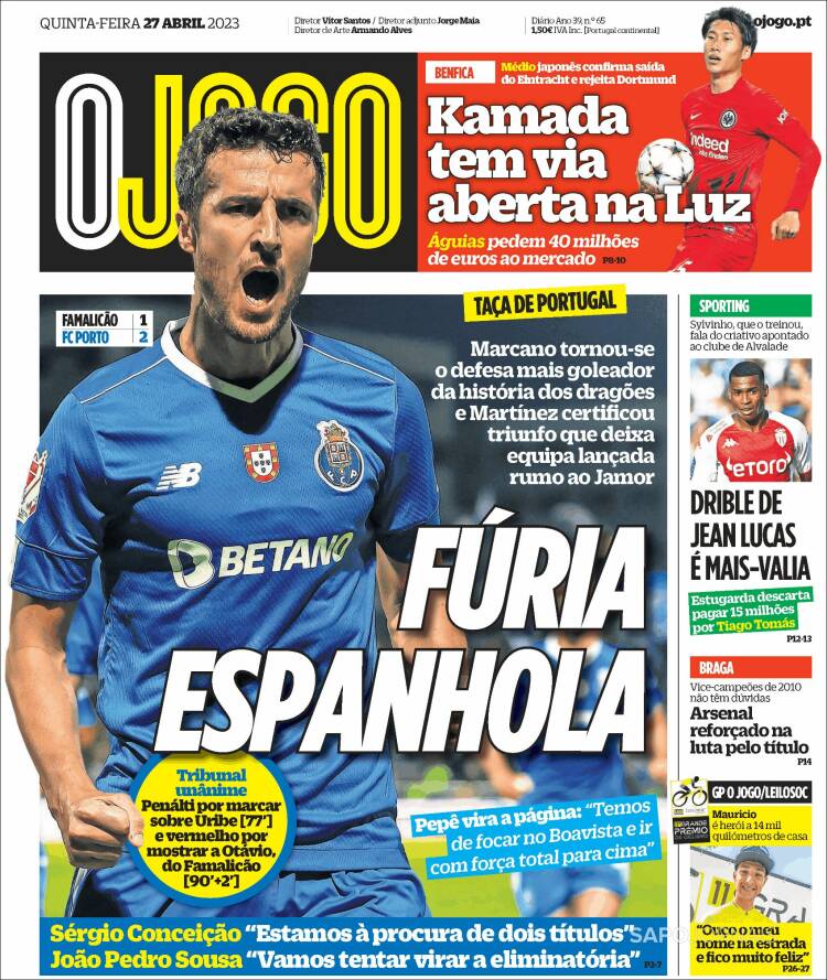 Portada de O Jogo (Portugal)