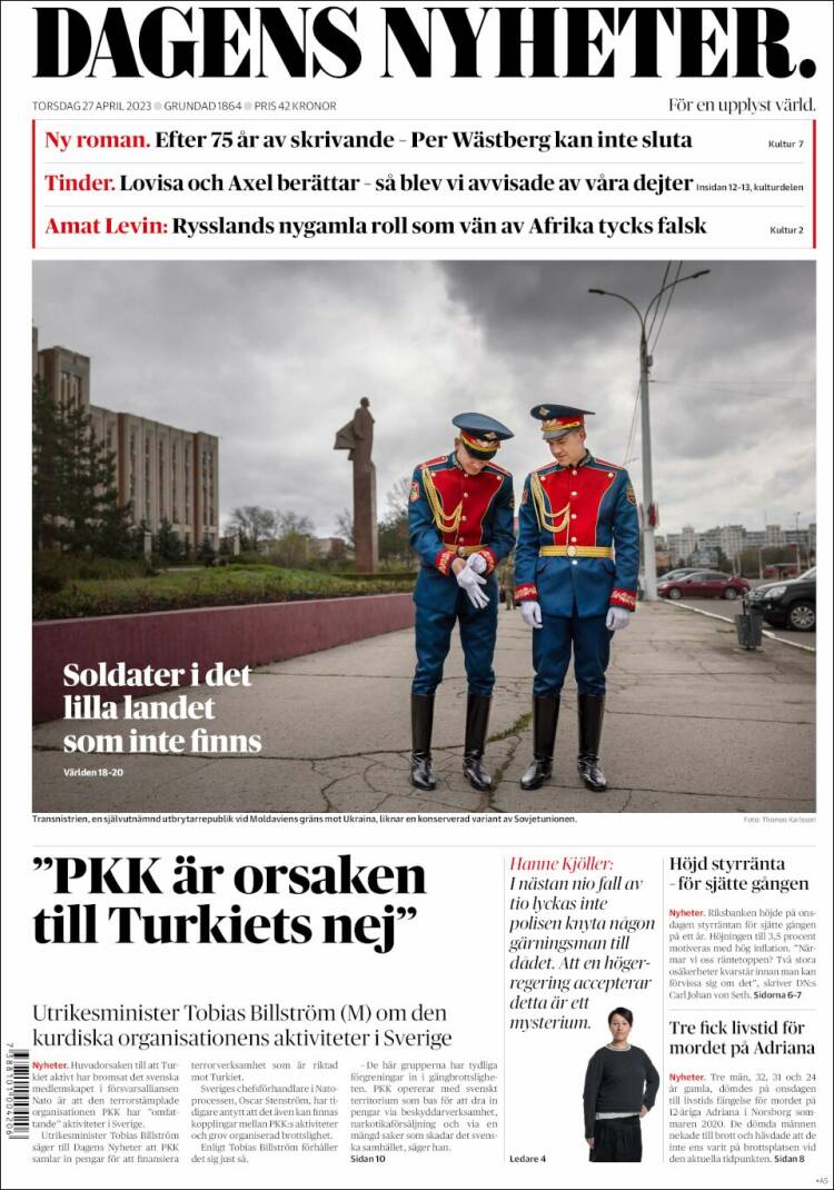 Portada de Dagens Nyheter (Suecia)