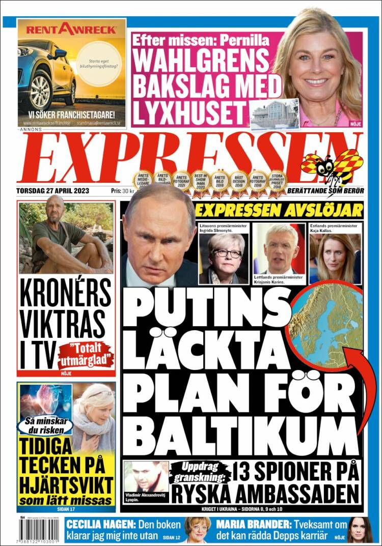 Portada de Expressen (Suecia)