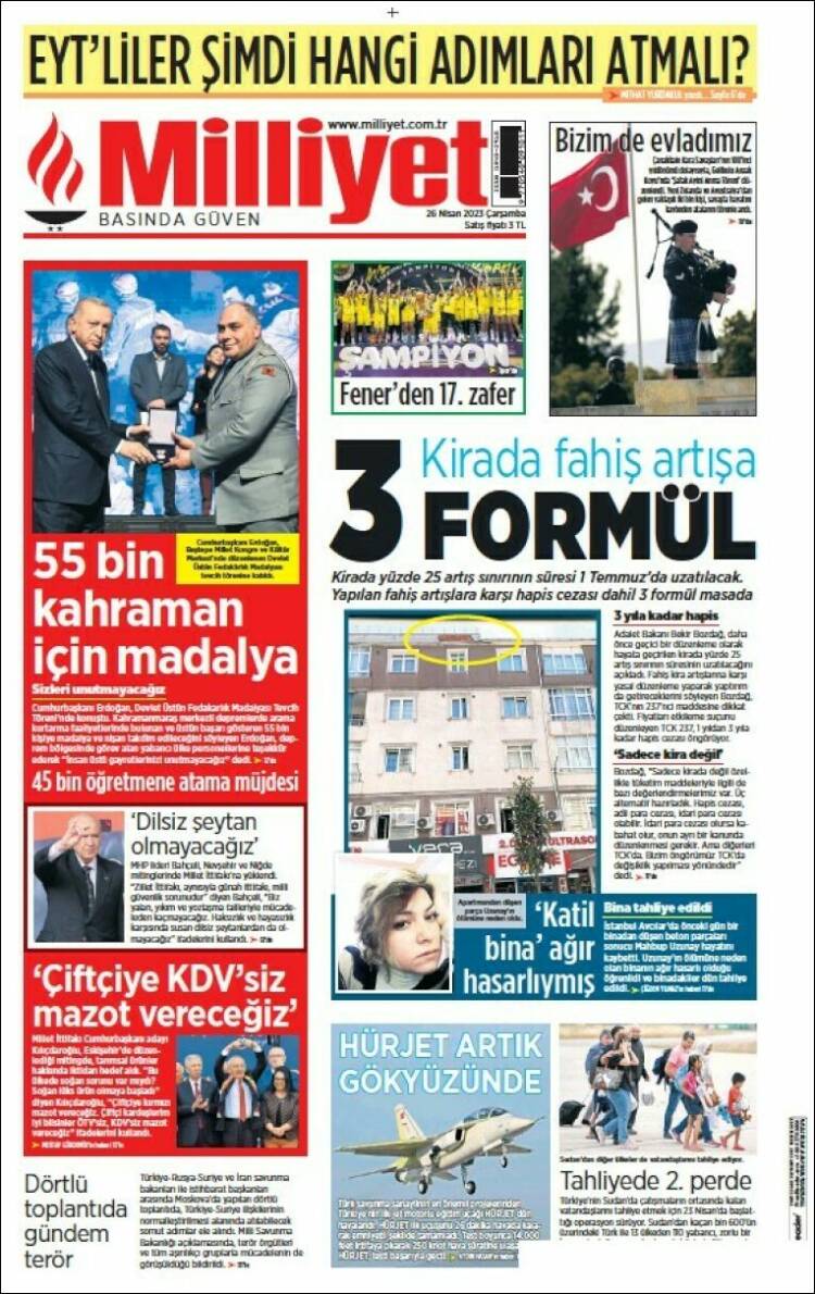 Portada de Milliyet (Turqu&iacute;a)