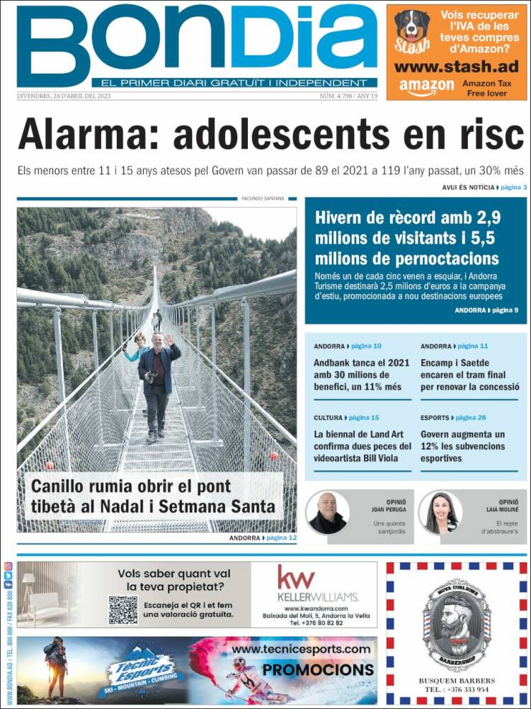 Portada de Diari Bondia (Andorra)