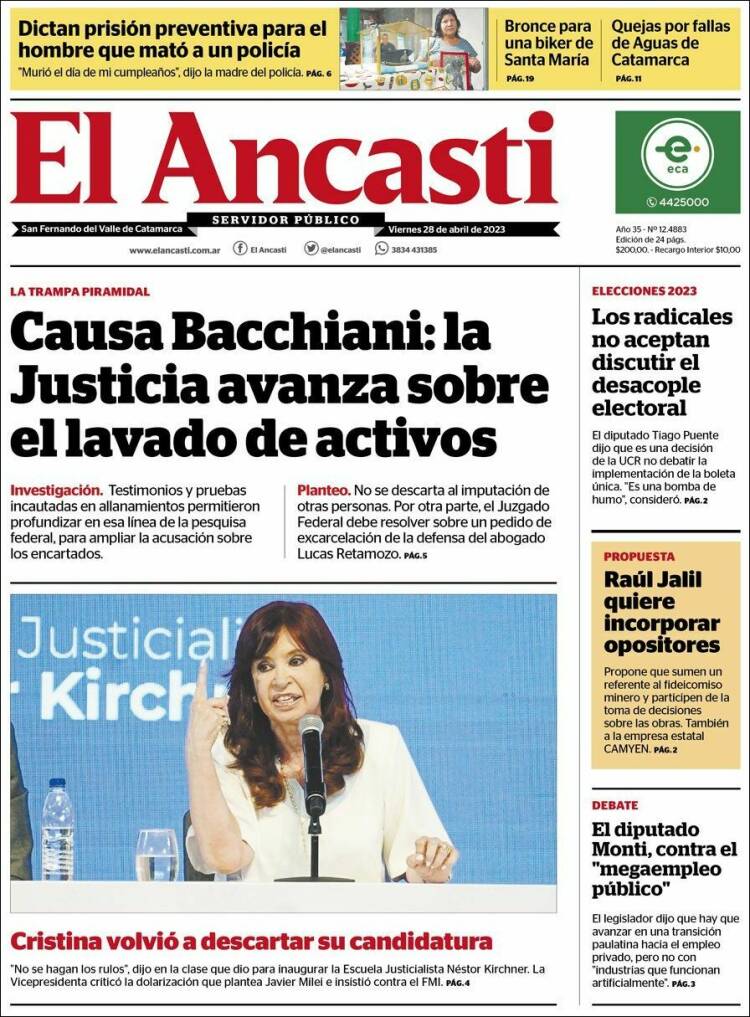 Portada de El Ancasti (Argentina)