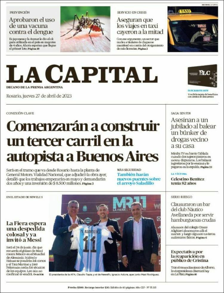 Portada de La Capital - Rosario (Argentina)