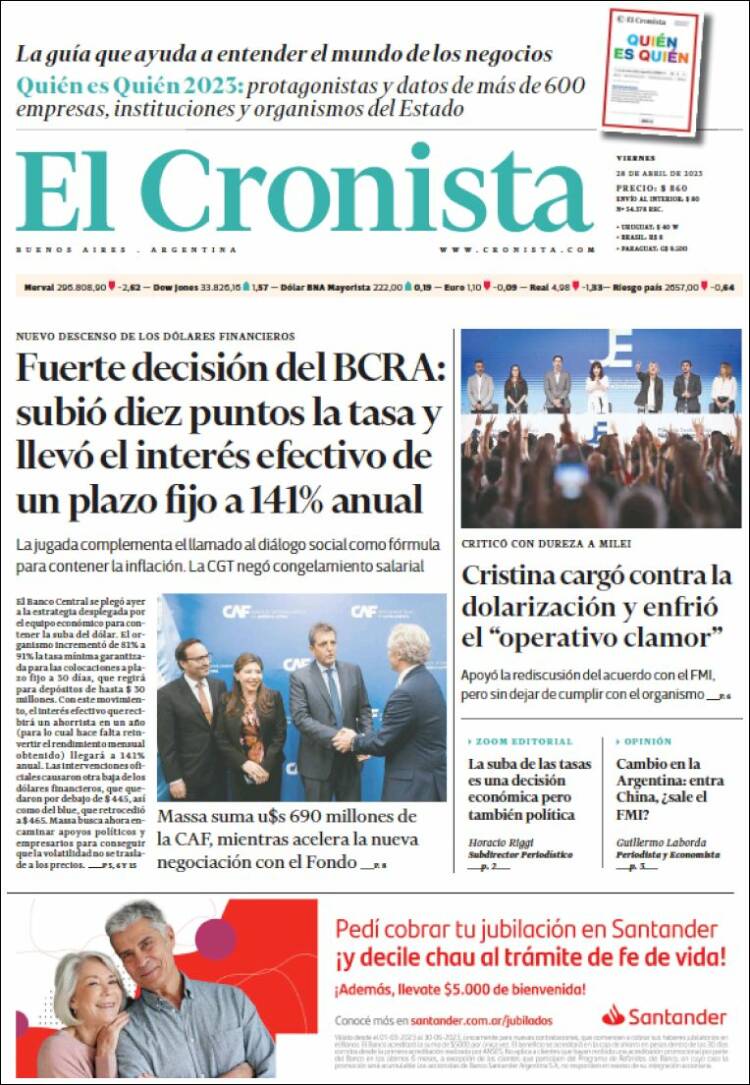 Portada de El Cronista Comercial (Argentina)