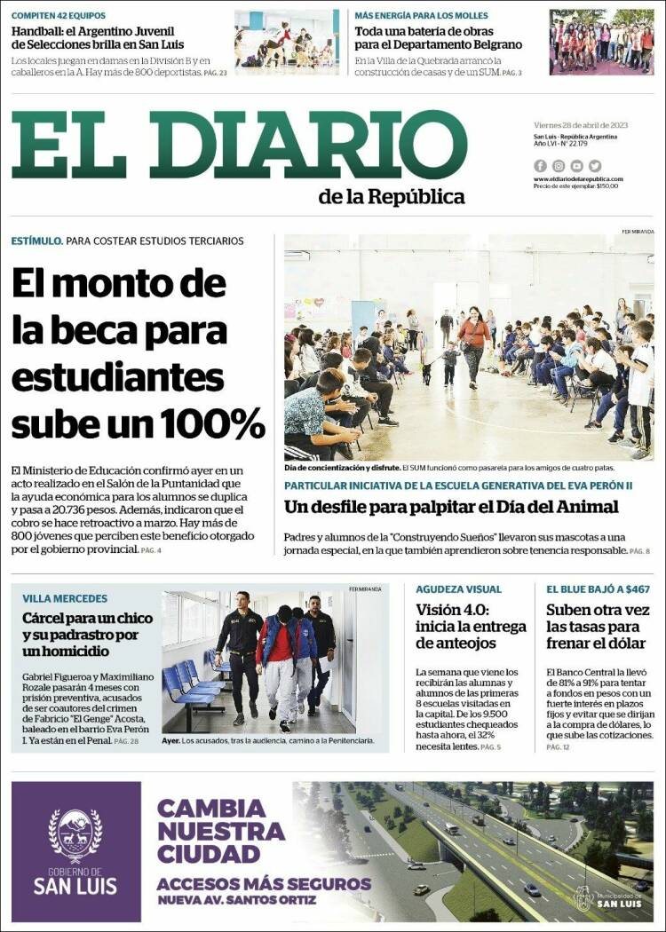 Portada de Diario de la República (Argentina)