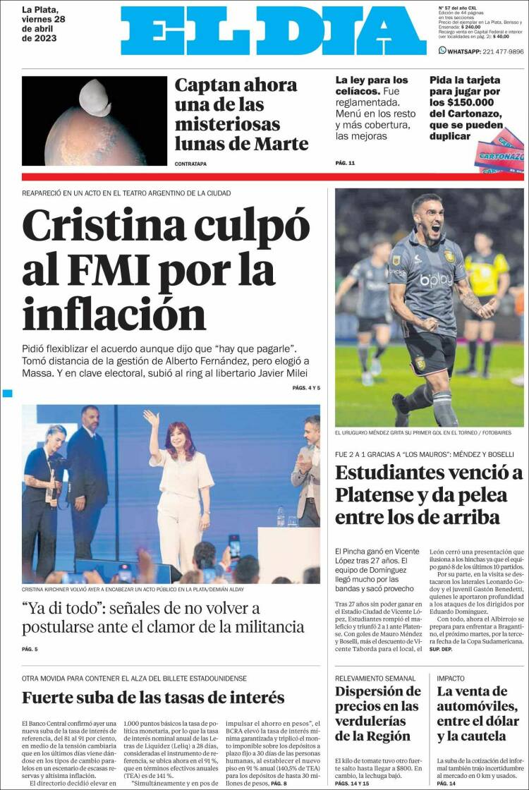 Portada de El Día de la Plata (Argentina)