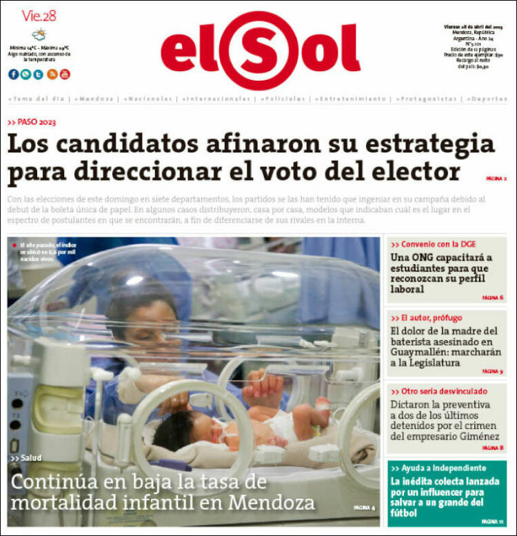 Portada de El Sol (Argentina)