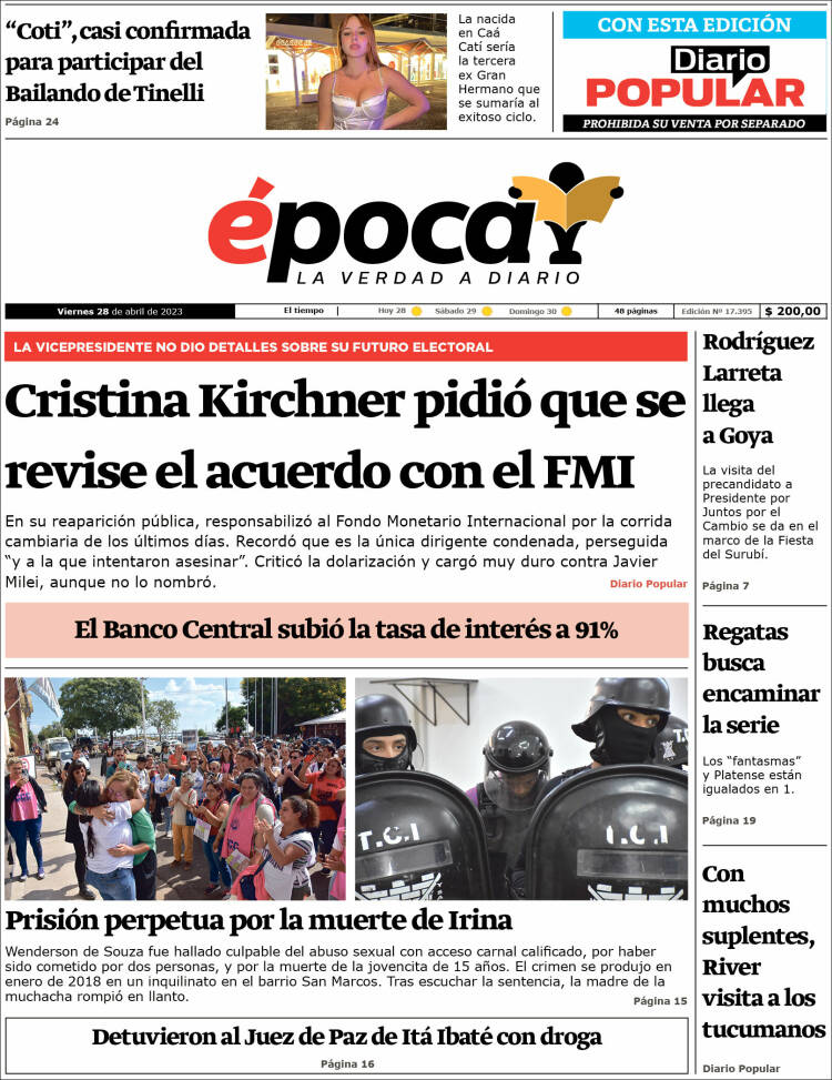 Portada de Diario Época (Argentina)