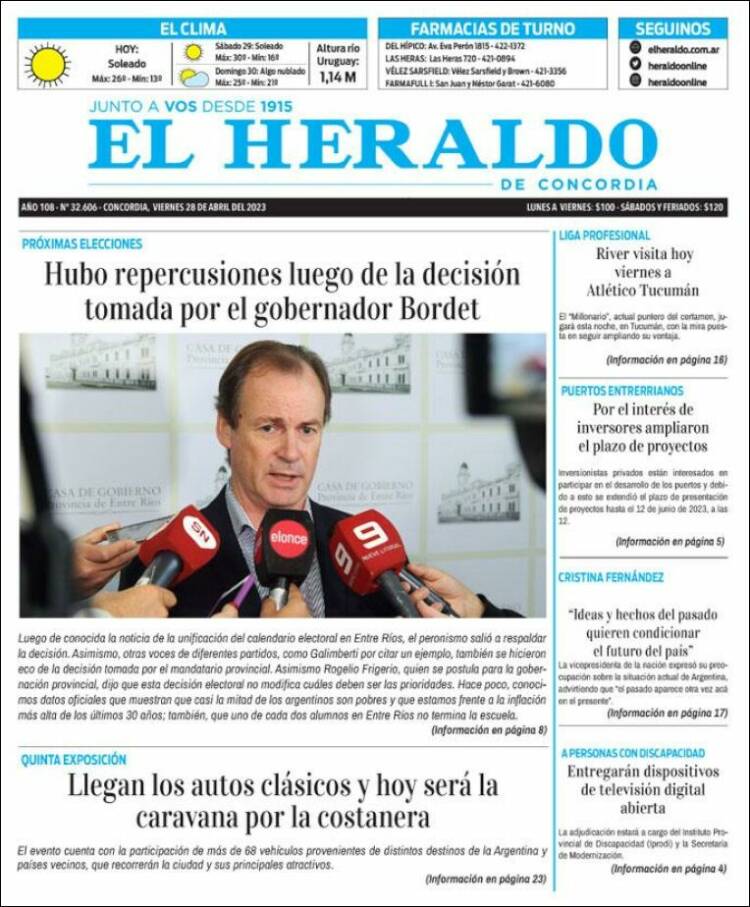Portada de El Heraldo de Concordia (Argentina)