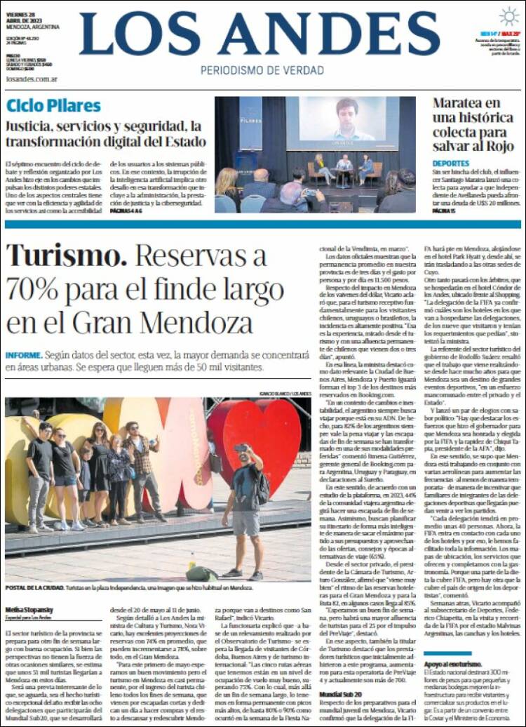 Portada de Los Andes - Mendoza (Argentina)