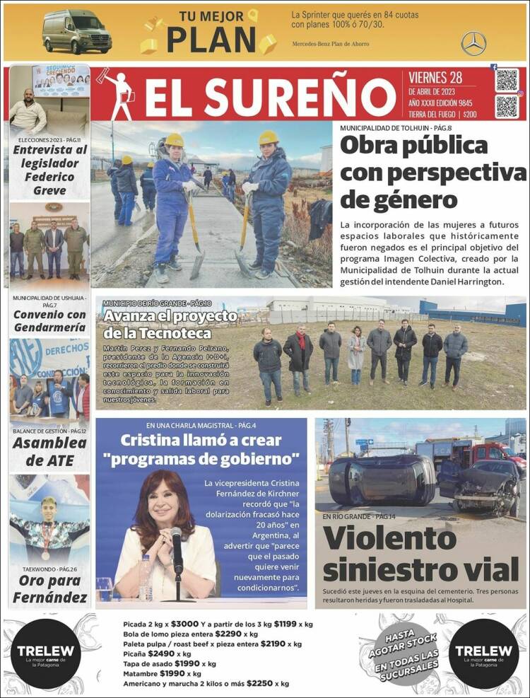 Portada de Diario El Sureño (Argentina)
