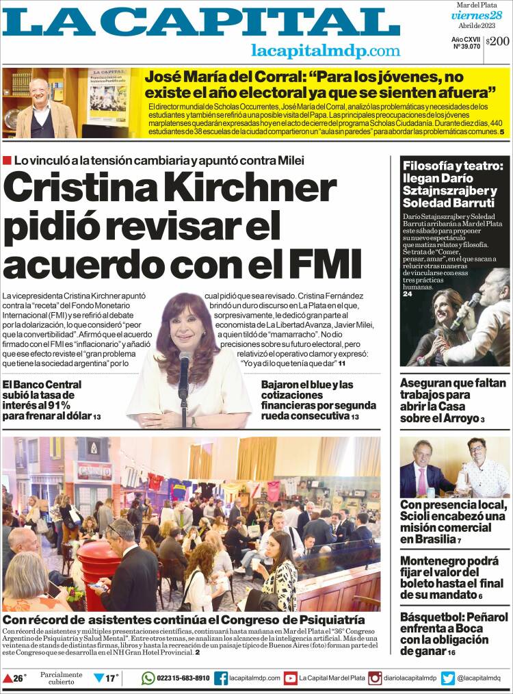 Portada de Diario La Capital - Mar del Plata (Argentina)