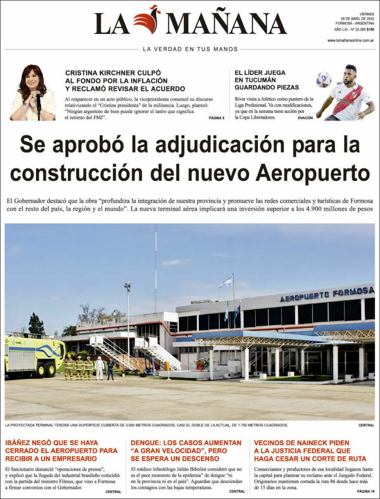 Portada de Diario La Mañana (Argentina)