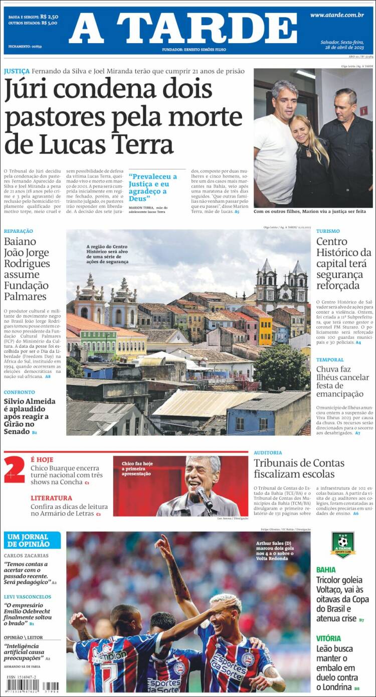 Portada de Diário A Tarde (Brasil)