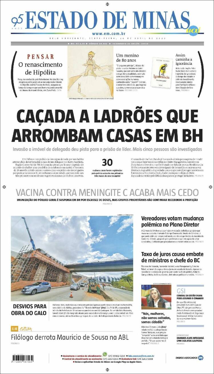 Portada de Jornal Estado de Minas (Brasil)