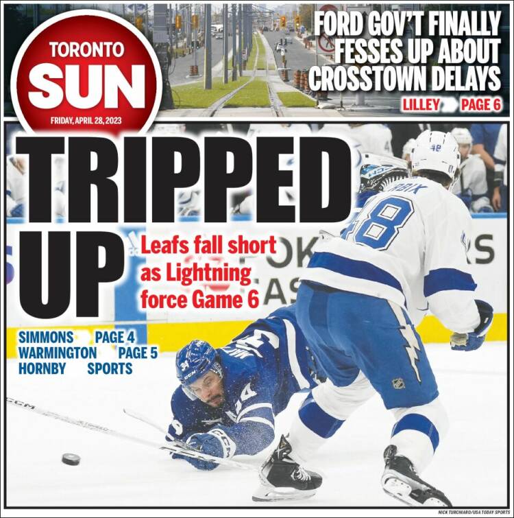 Portada de The Toronto Sun (Canadá)