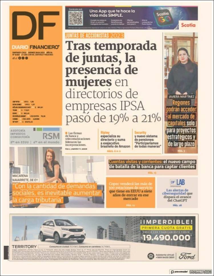Portada de Diario Financiero (Chile)