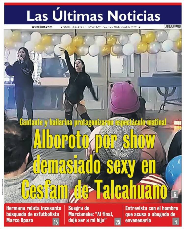 Portada de Las Últimas Noticias (Chile)