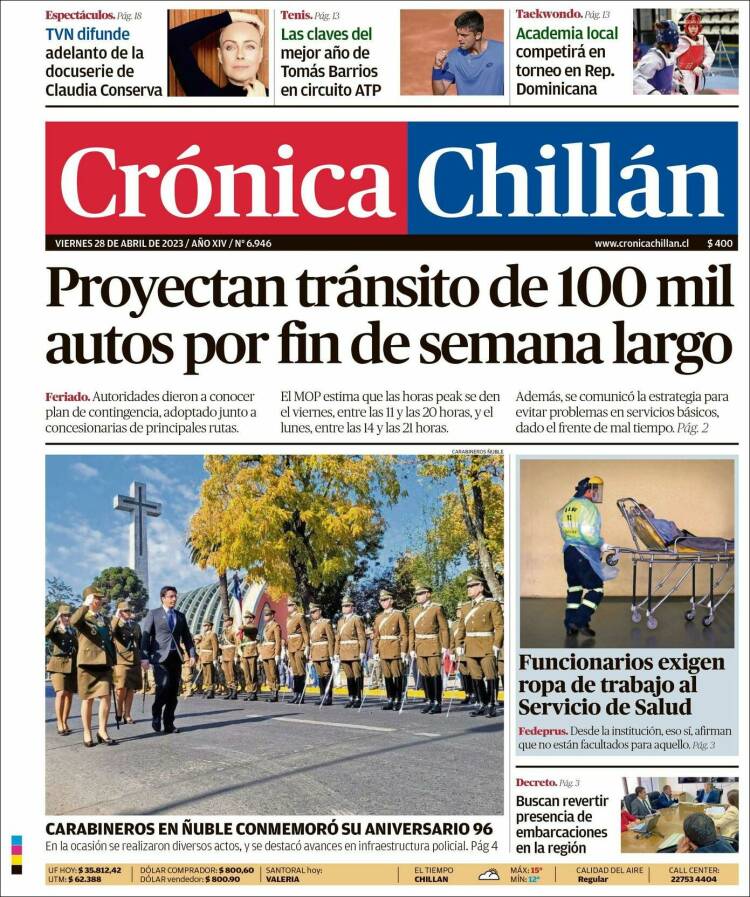 Portada de Crónica Chillán (Chile)