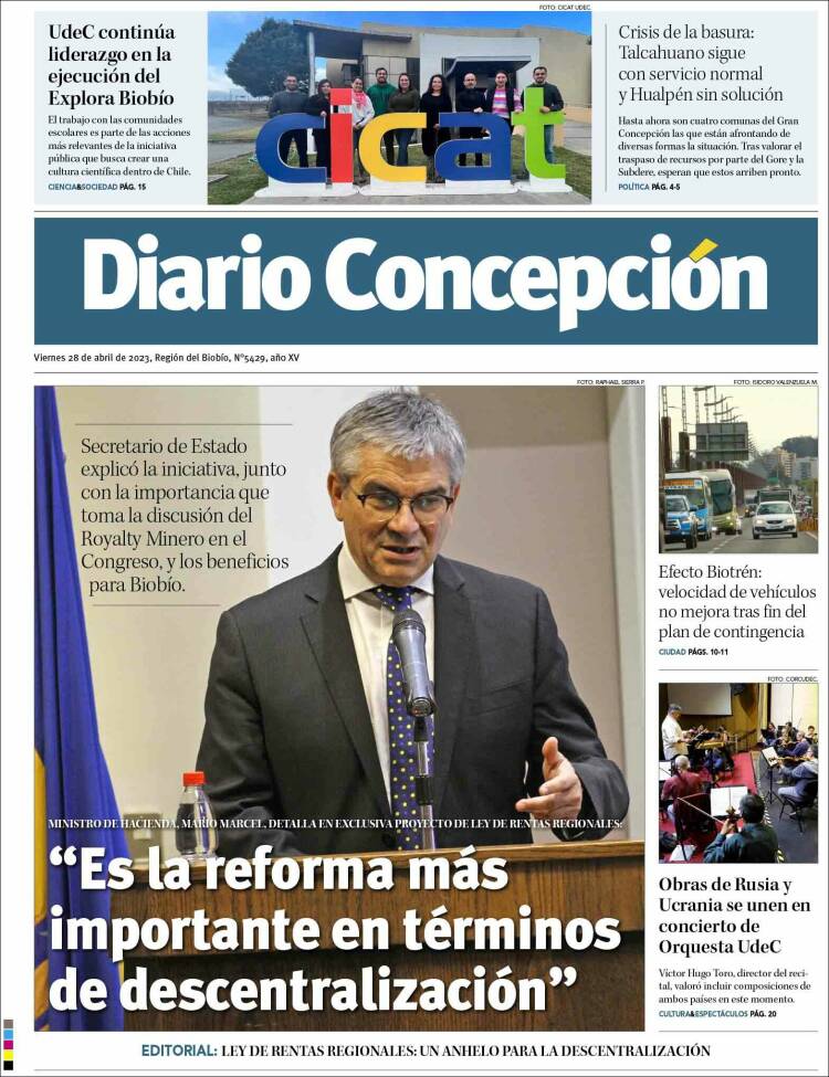 Portada de Diario de Concepción (Chile)