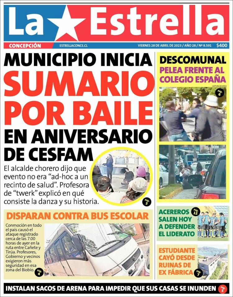 Portada de La Estrella de Concepción (Chile)