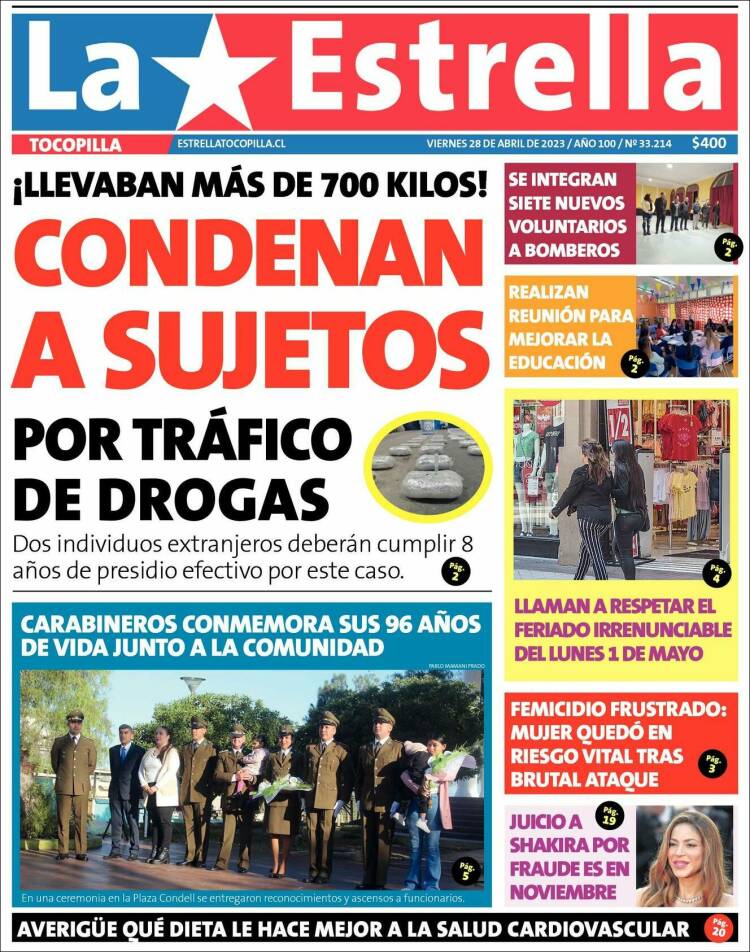 Portada de La Estrella de Tocopilla (Chile)