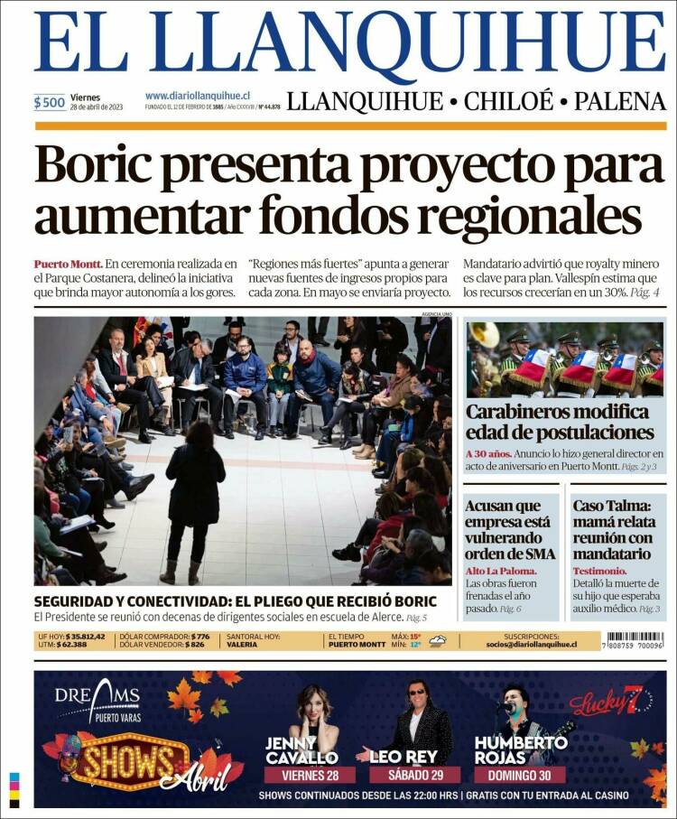 Portada de El Llanquihue (Chile)