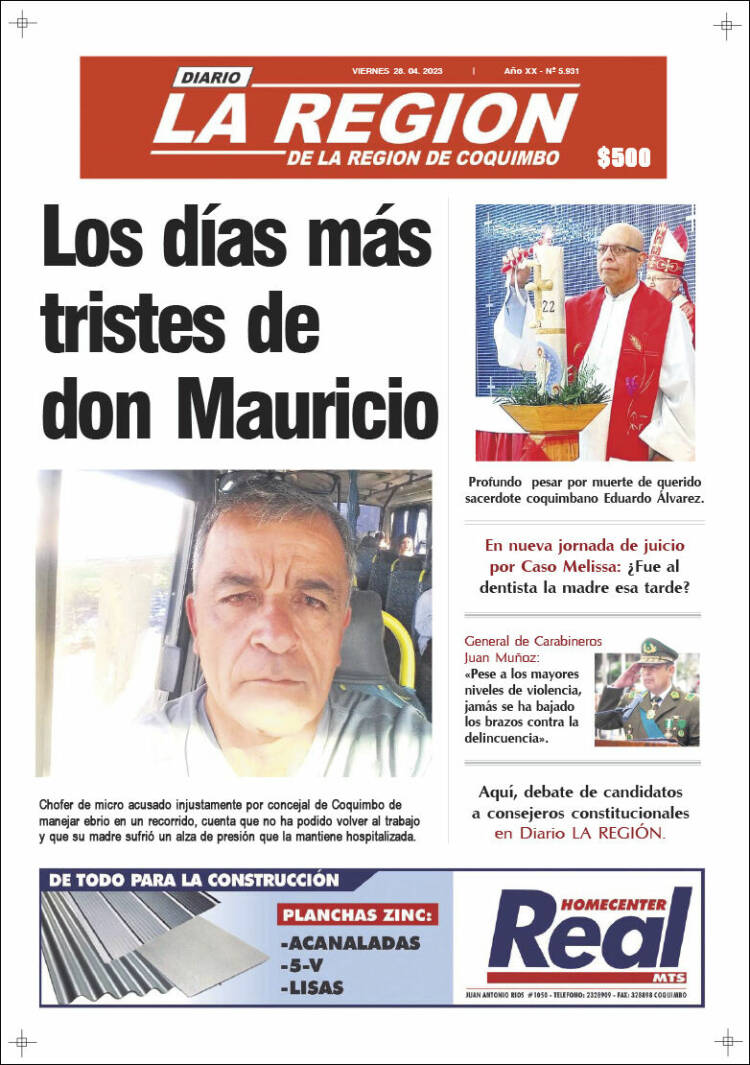 Portada de Diario La Región de Coquimbo (Chile)