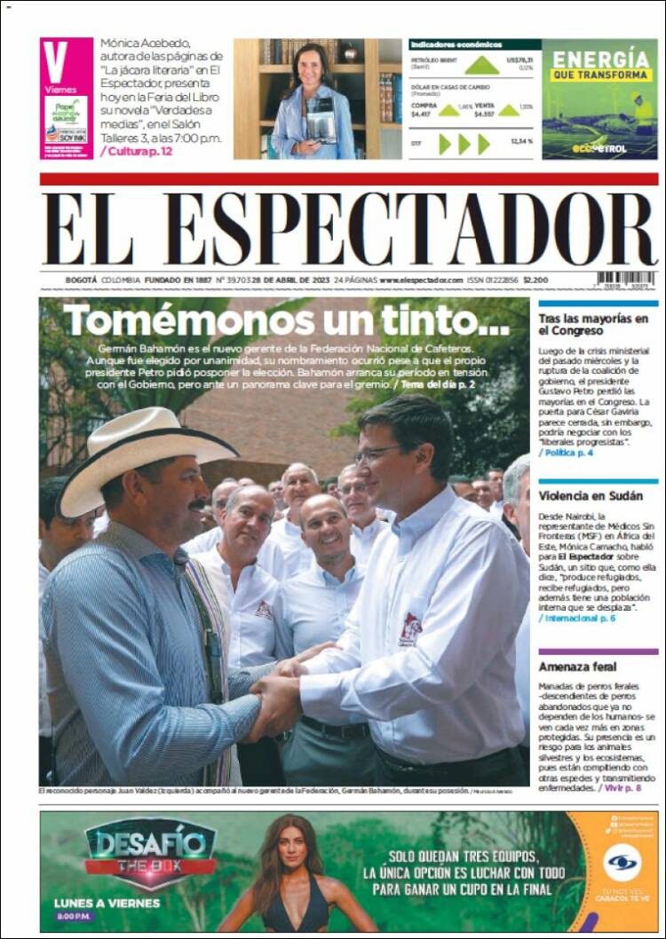 Portada de El Espectador (Colombia)