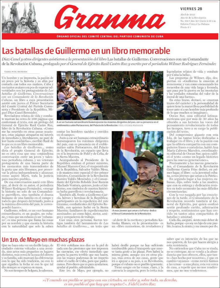 Portada de Granma (Cuba)