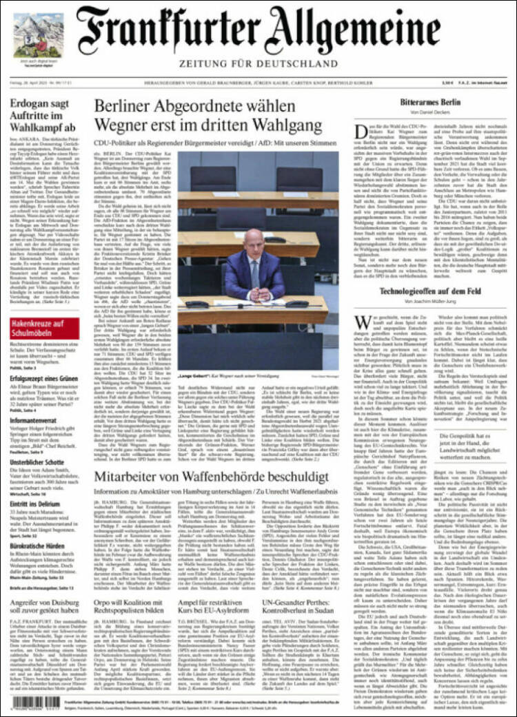 Portada de Frankfurter Allgemeine (Allemagne)