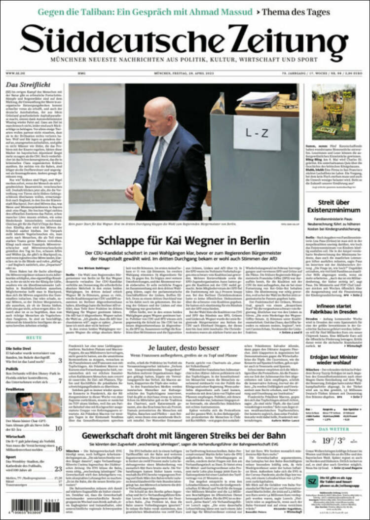Portada de Sueddeutsche (Alemania)