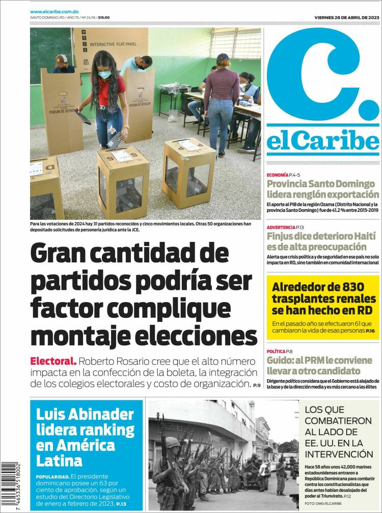 Portada de El Caribe (R. Dominicana)