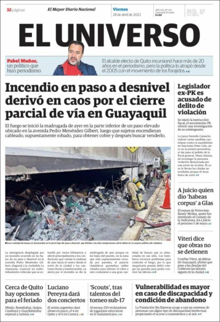 Portada de El Universo - Ecuador (Ecuador)