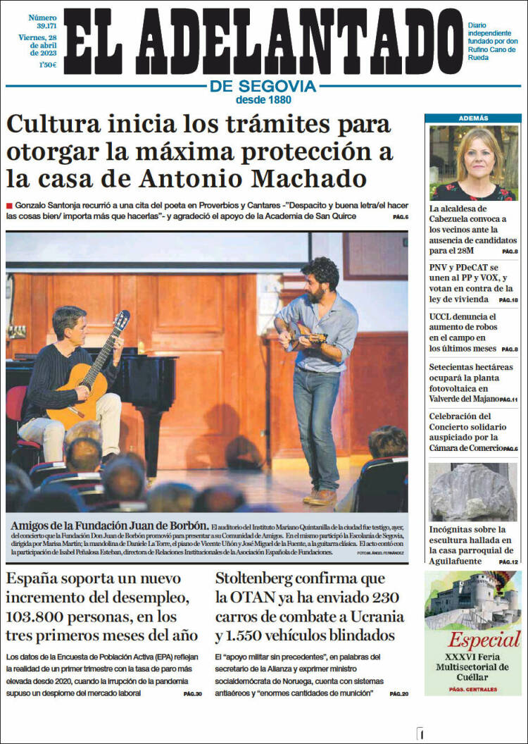 Portada de El Adelantado de Segovia (Espa&ntilde;a)