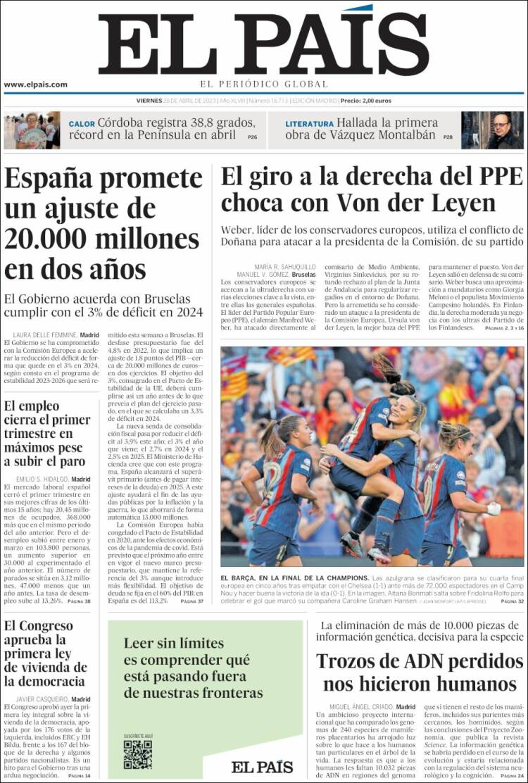 Portada de El País (Espa&ntilde;a)