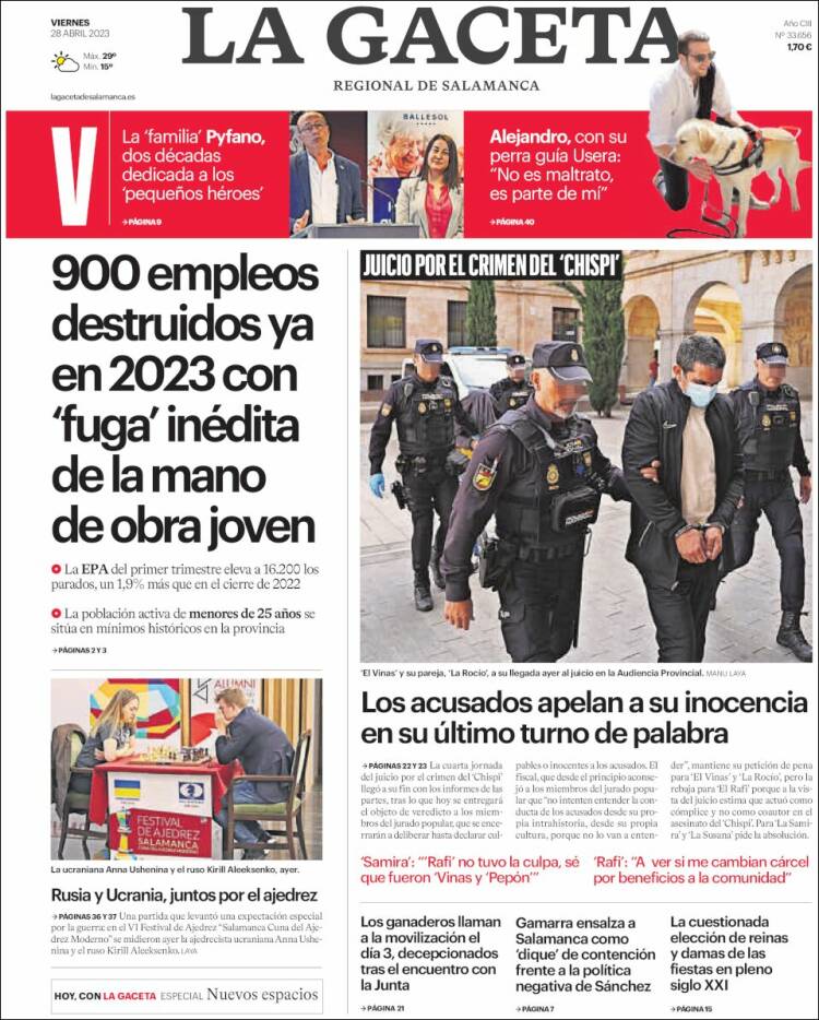 Portada de La Gaceta de Salamanca (Espa&ntilde;a)