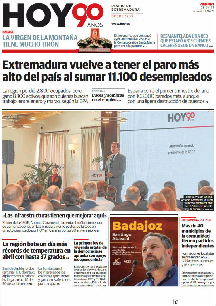 Portada de Hoy - Caceres (Espa&ntilde;a)